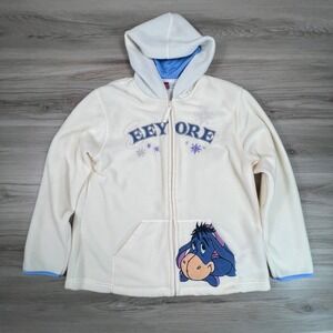 Disney Eeyore Fleece‎ Hoodie The Wonderful World of White Blue woman's L (11/12)